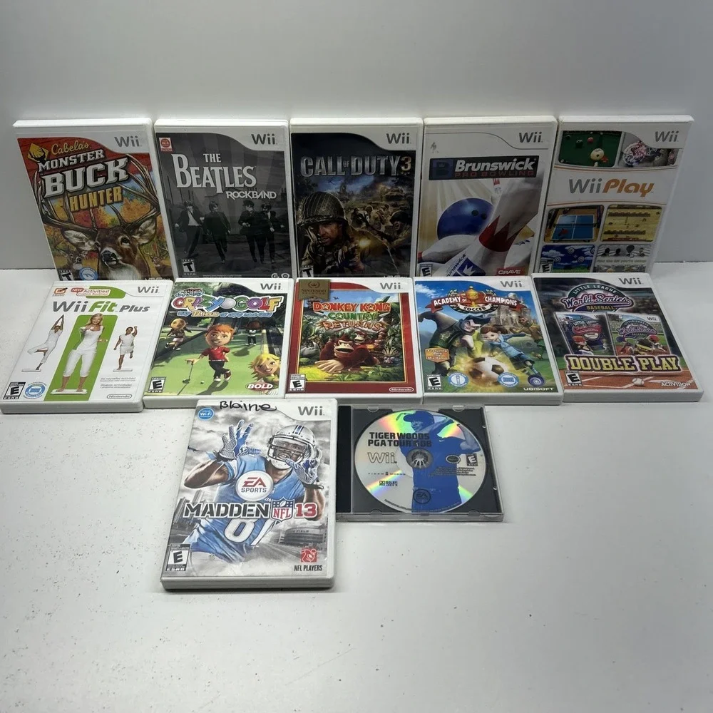 12 Nintendo Wii Games Bundle Donkey‎ Kong Sports Hunting & More Lot Great Value
